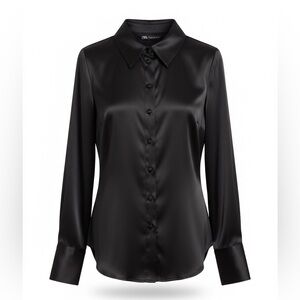 Elegant Black Satin Shirt